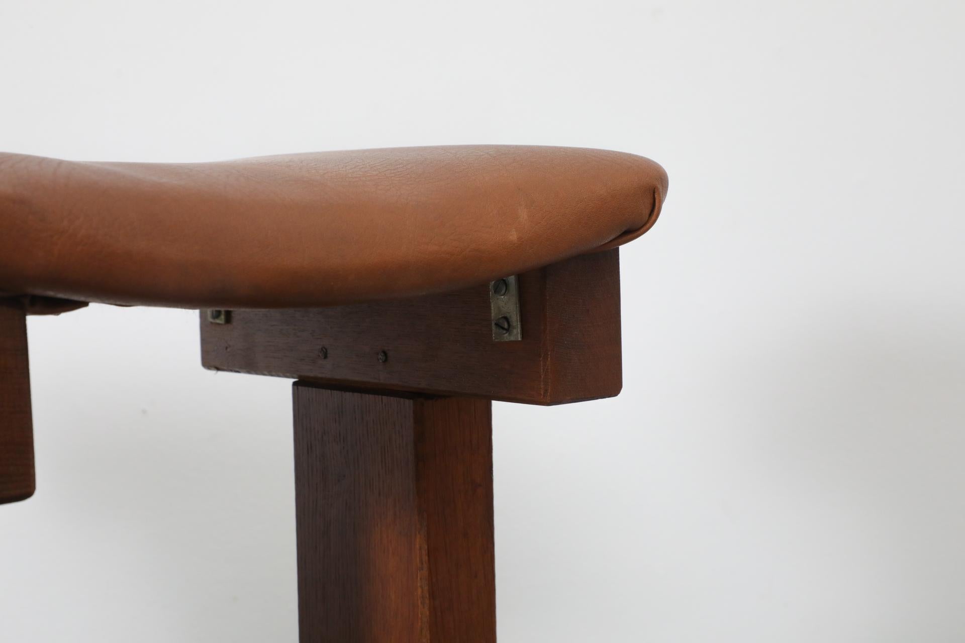 Set of 4 Brutalist Architectural Oak Counter Stools, 1970s 12