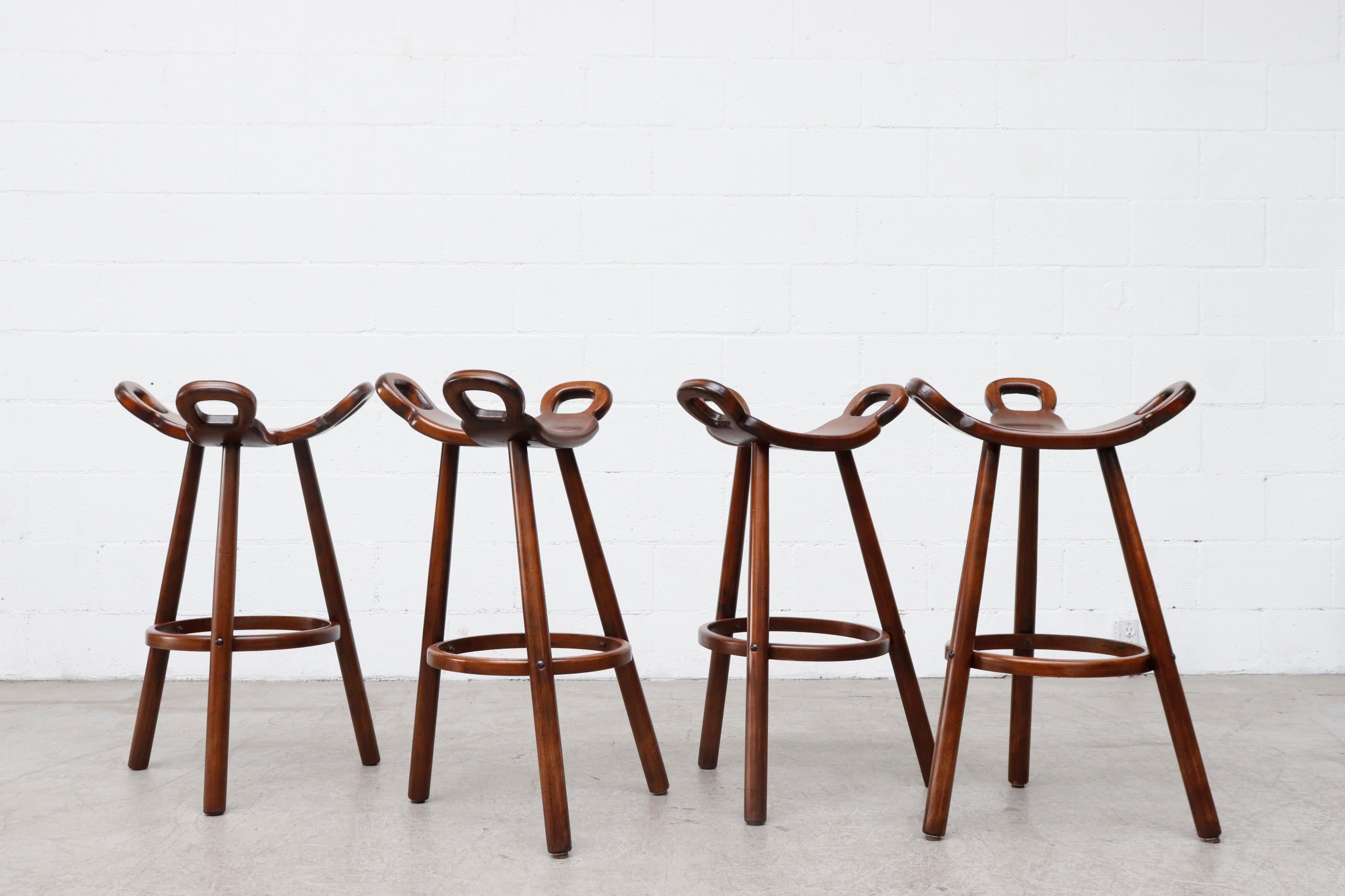 Set of 4 Brutalist' Bar Stools In Good Condition In Los Angeles, CA