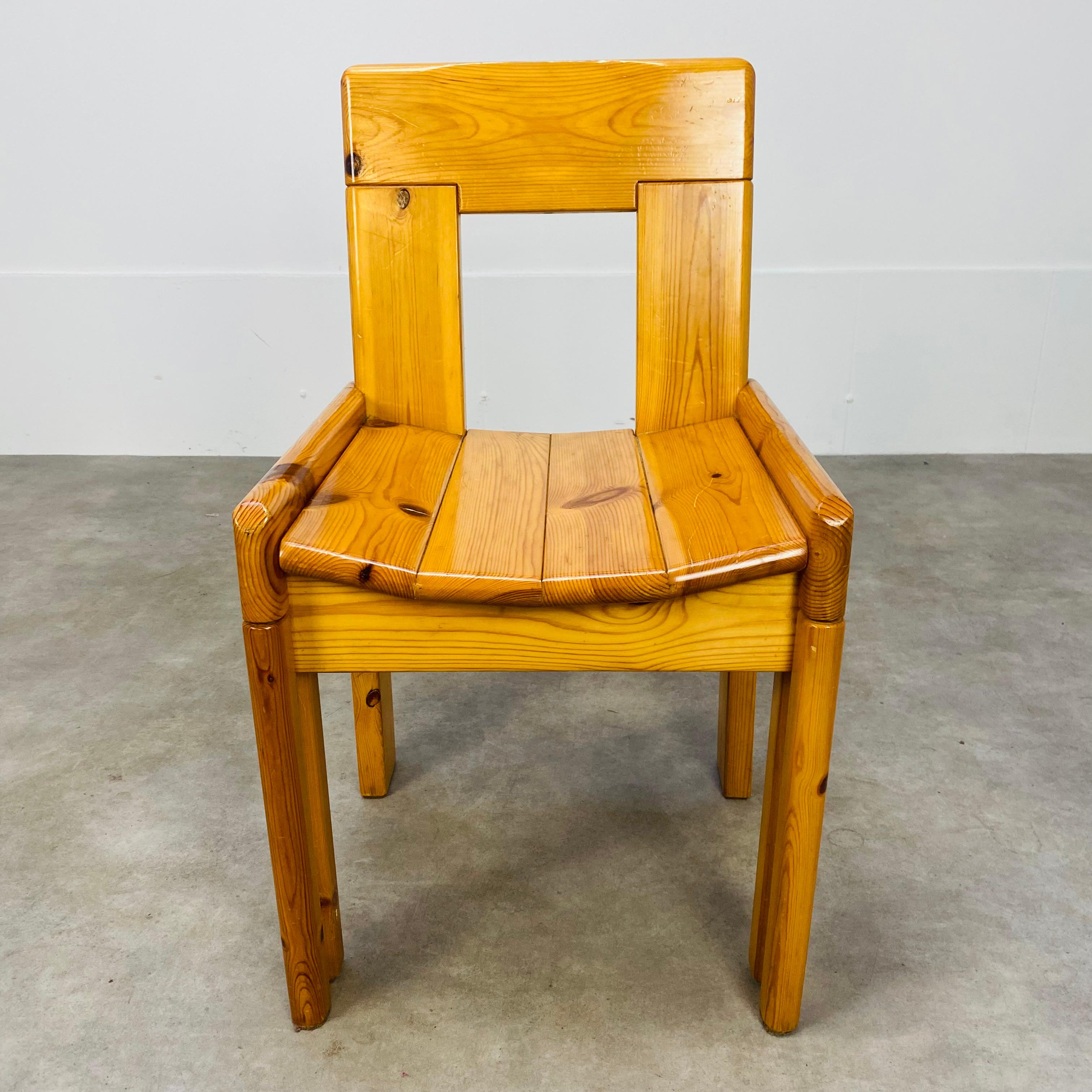 Ensemble de 4 chaises brutalistes de Silvio Coppola pour Roche Bobois France Massive Wood en vente 2