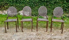 Set of 4 Mid-Century Brutalist Iron Stacking Dining Chairs
