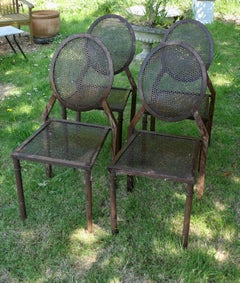 Satz von 4 Brutalist Iron Stacking Dining/Garden Chairs Tolle Stücke