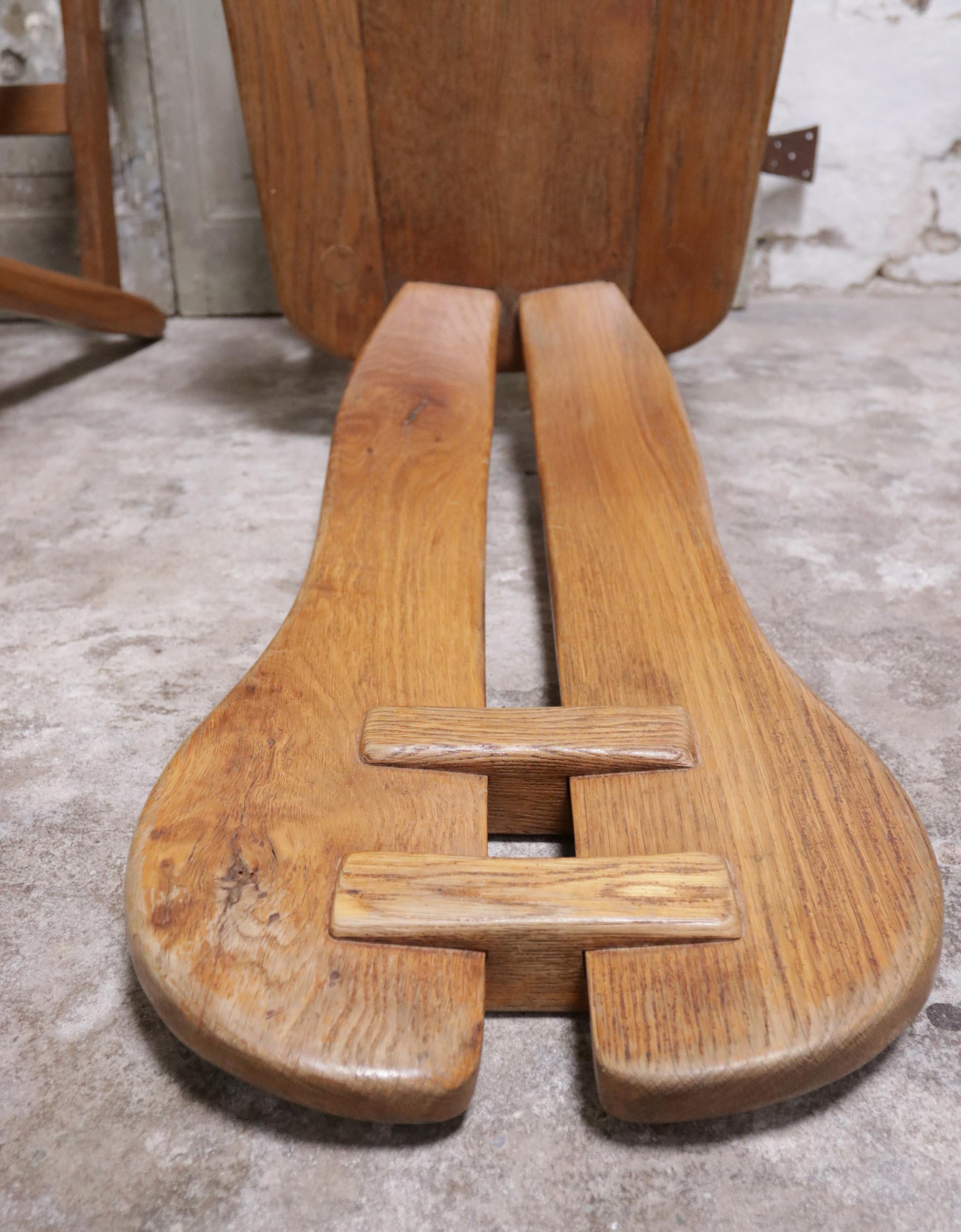 Set of 4 Brutalist Mid-Century Wai Sabi Oak De Puydt Chairs Belgium 70's 9