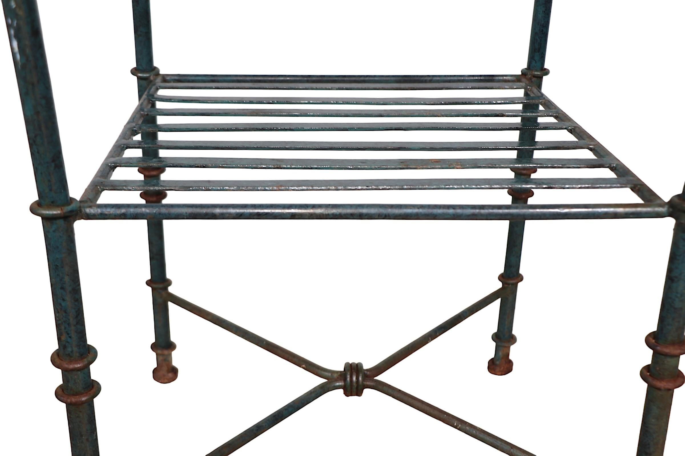 Set of 4  Brutalist Neo Classical Garden Patio Dining Chairs in Faux Verdigris 4