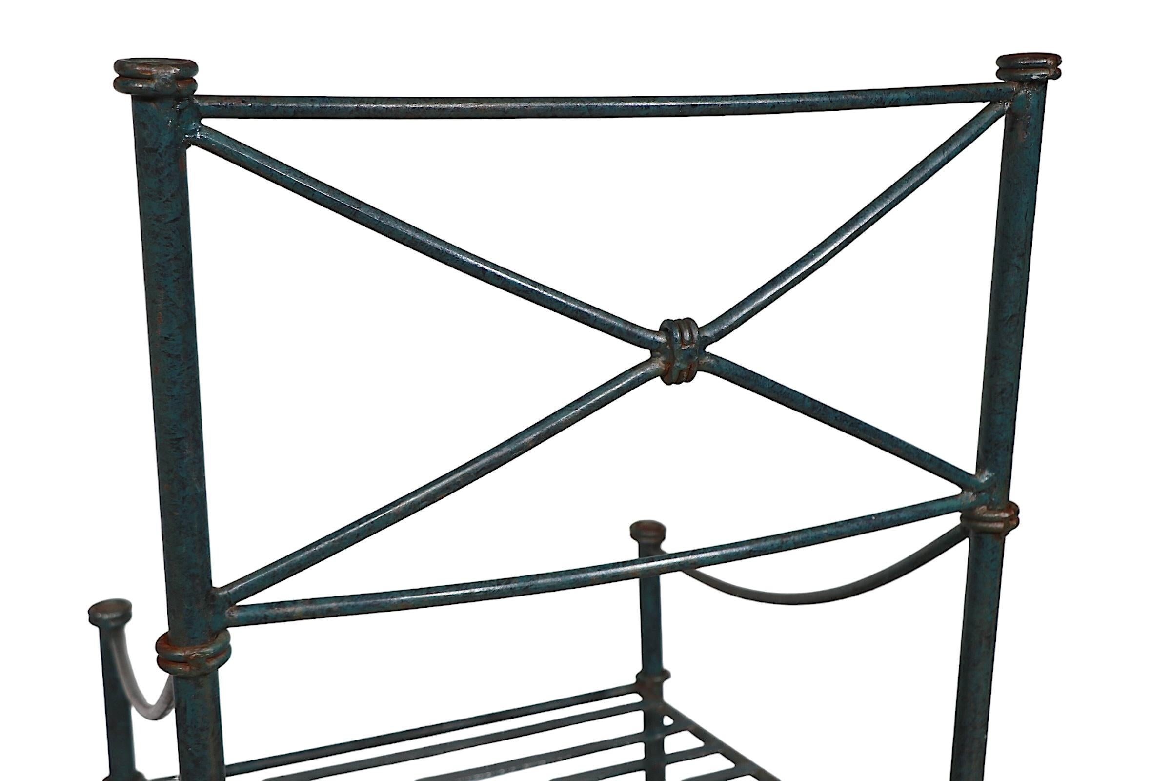 Set of 4  Brutalist Neo Classical Garden Patio Dining Chairs in Faux Verdigris 5