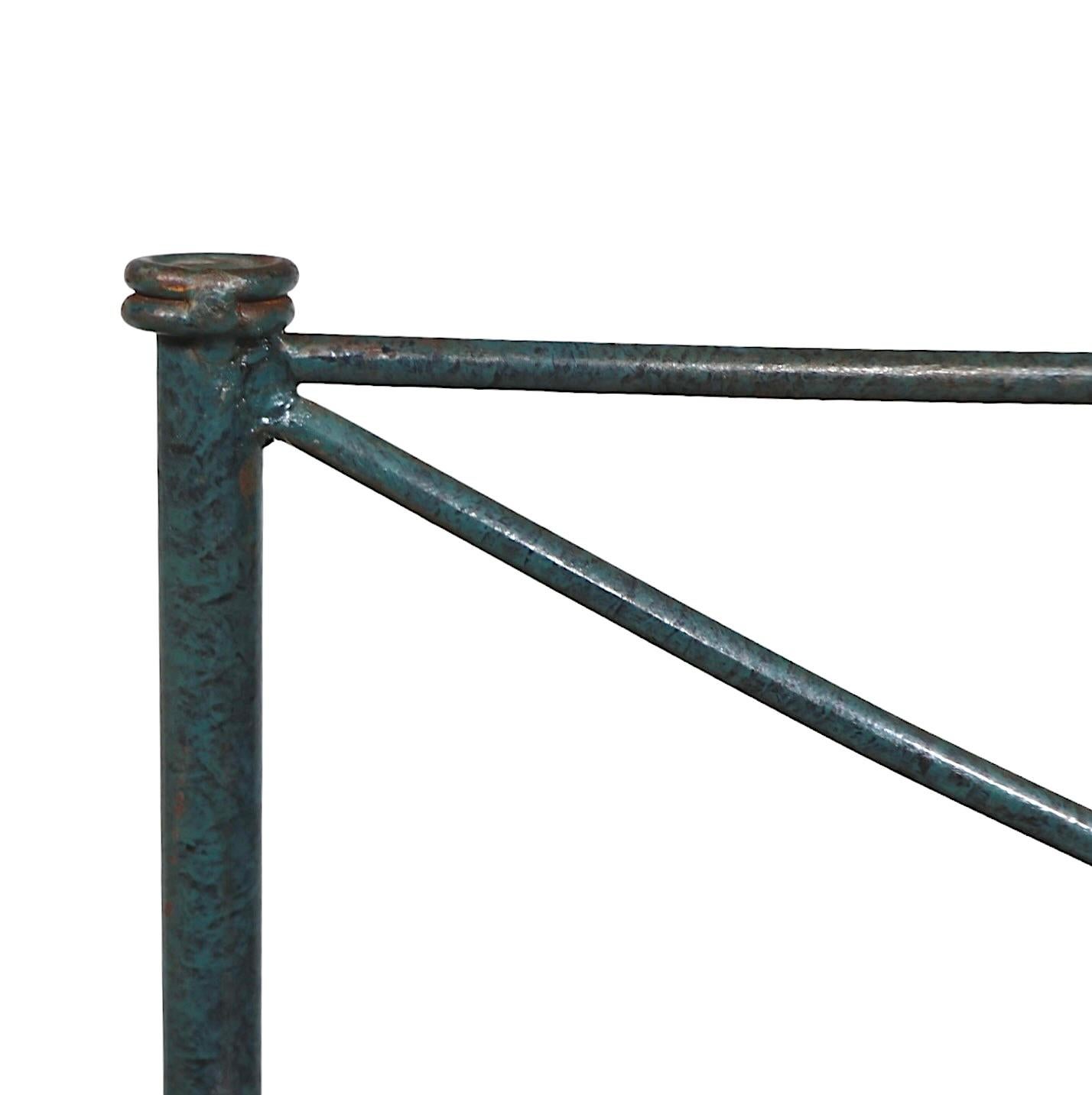 Set of 4  Brutalist Neo Classical Garden Patio Dining Chairs in Faux Verdigris 1