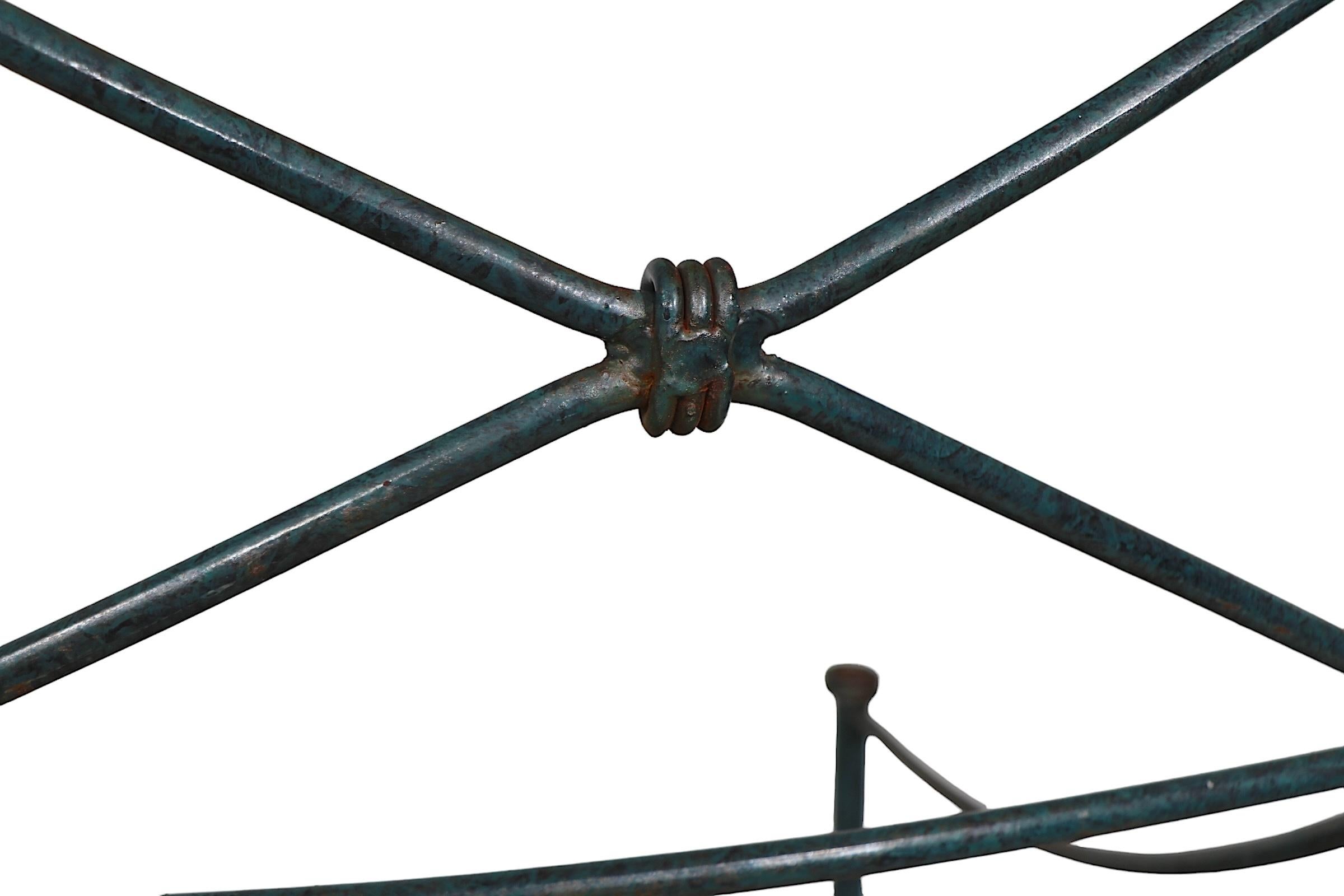 Set of 4  Brutalist Neo Classical Garden Patio Dining Chairs in Faux Verdigris 2