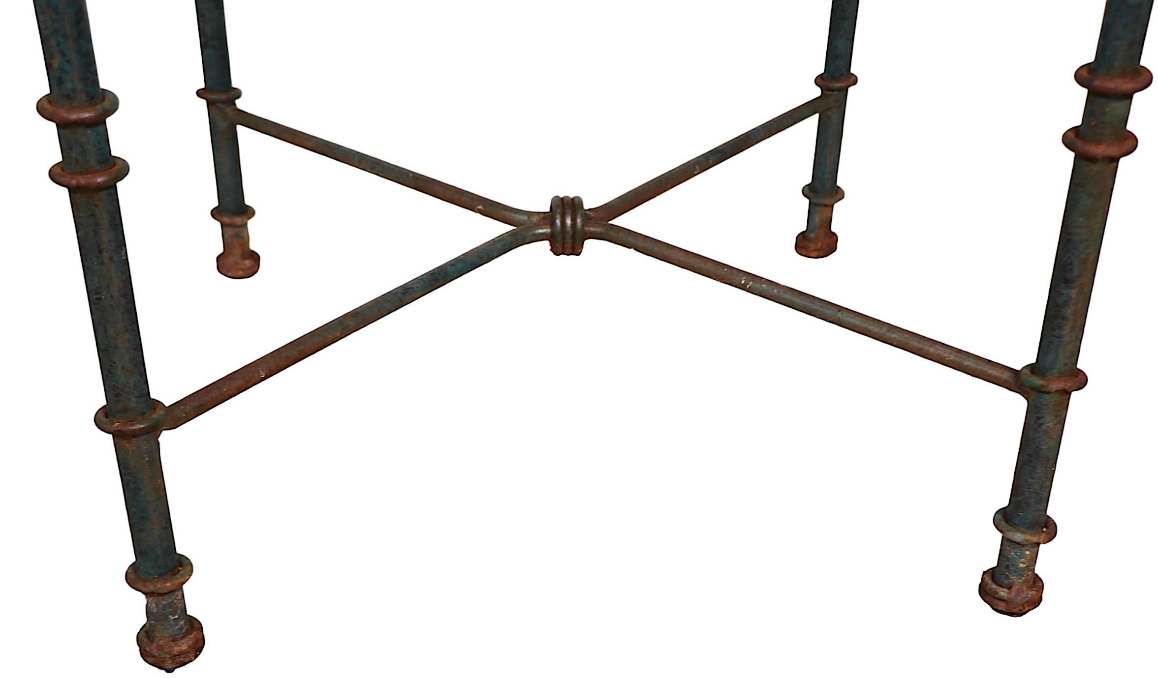 Set of 4  Brutalist Neo Classical Garden Patio Dining Chairs in Faux Verdigris 3