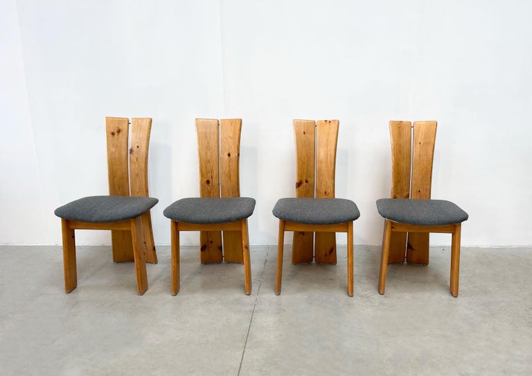 Set of 4 Brutalist Oak Chairs For Sale at 1stDibs