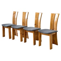 Vintage Set of 4 Brutalist Oak Chairs