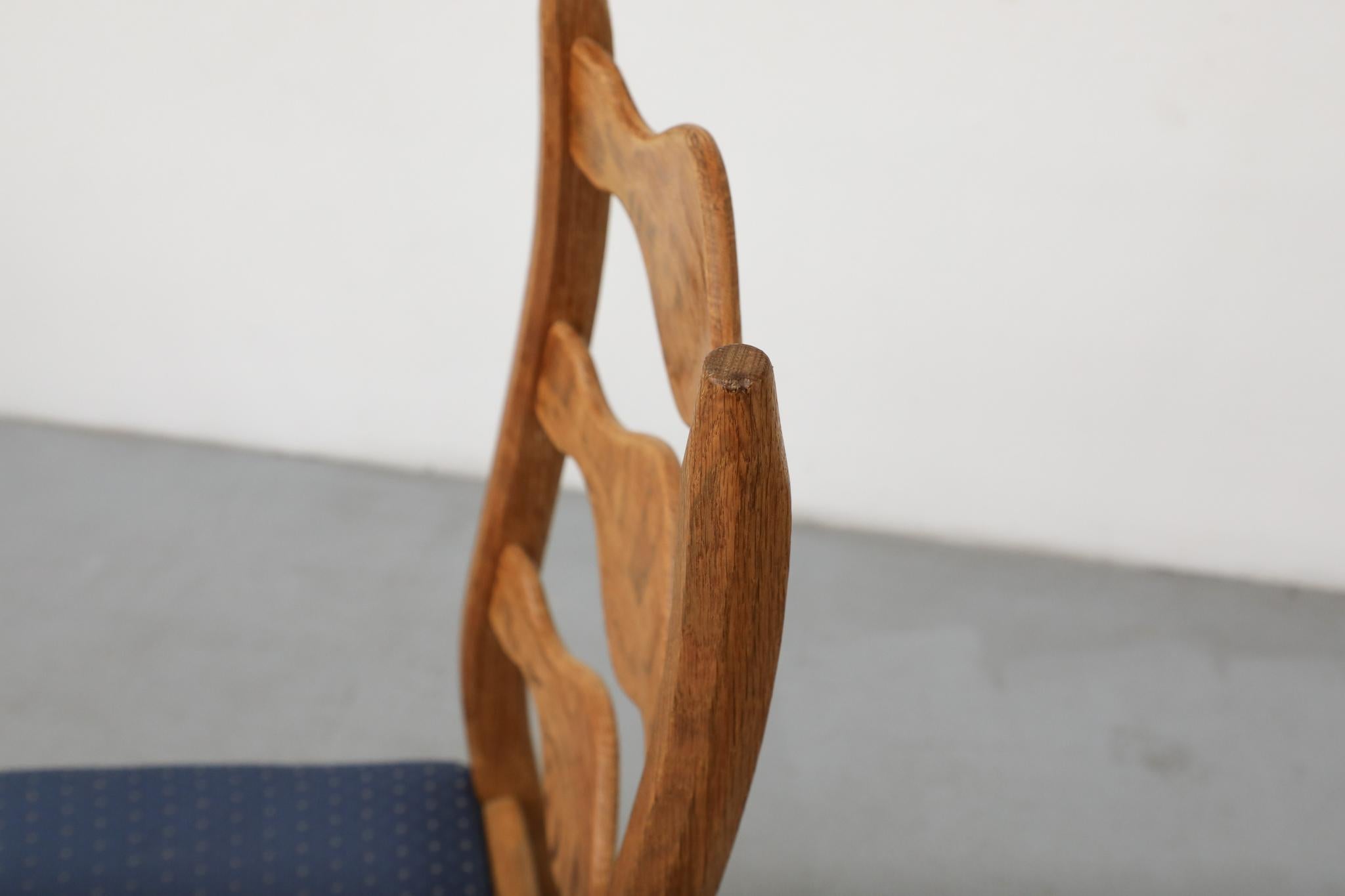 Set of 4 Brutalist Oak Decorative Back Dining Chairs by Henning Kjaernulf For Sale 2
