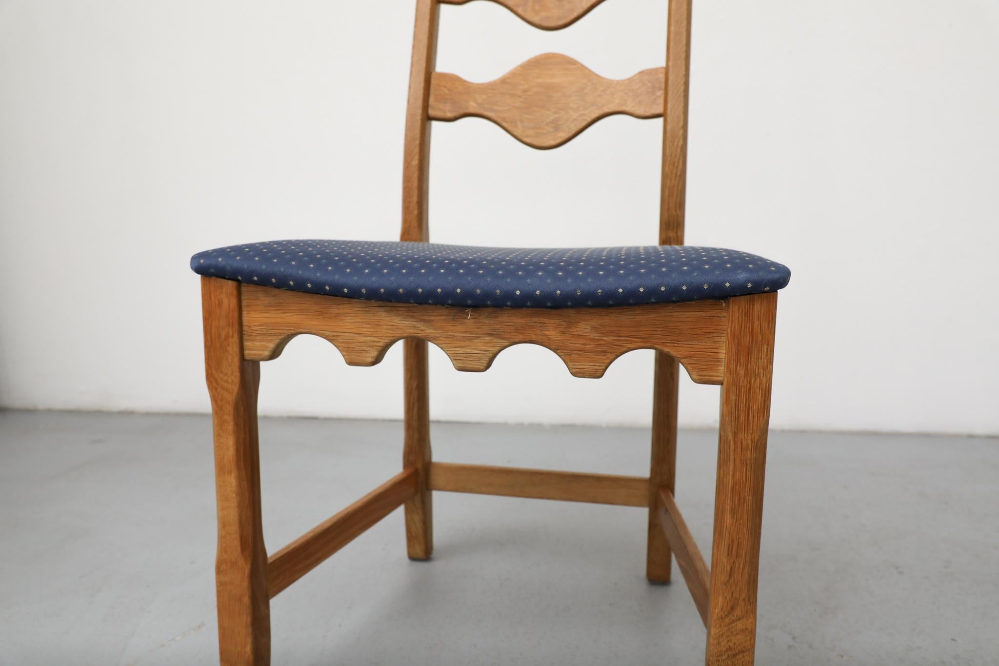 Set of 4 Brutalist Oak Decorative Back Dining Chairs by Henning Kjaernulf For Sale 4