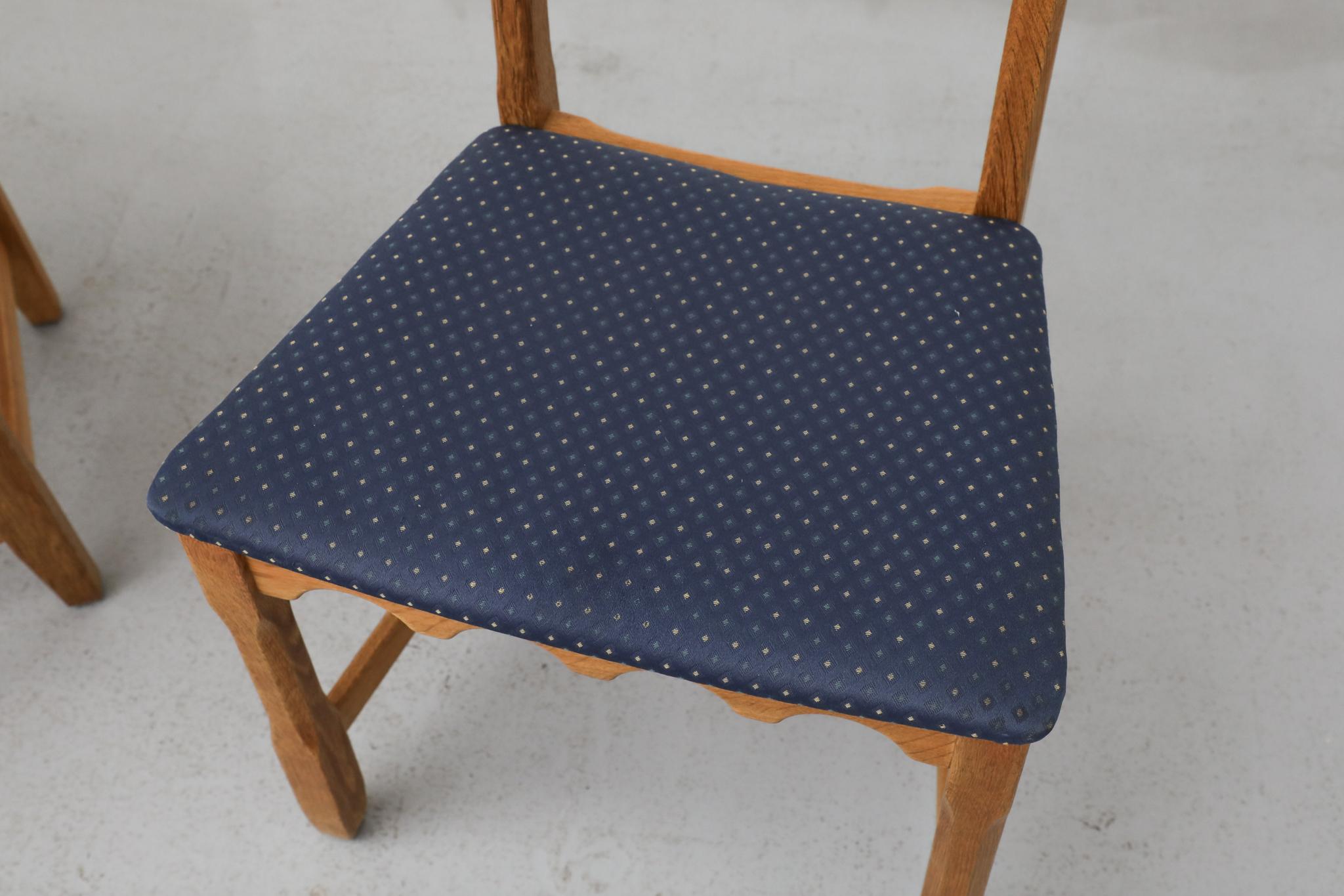 Set of 4 Brutalist Oak Decorative Back Dining Chairs by Henning Kjaernulf For Sale 5