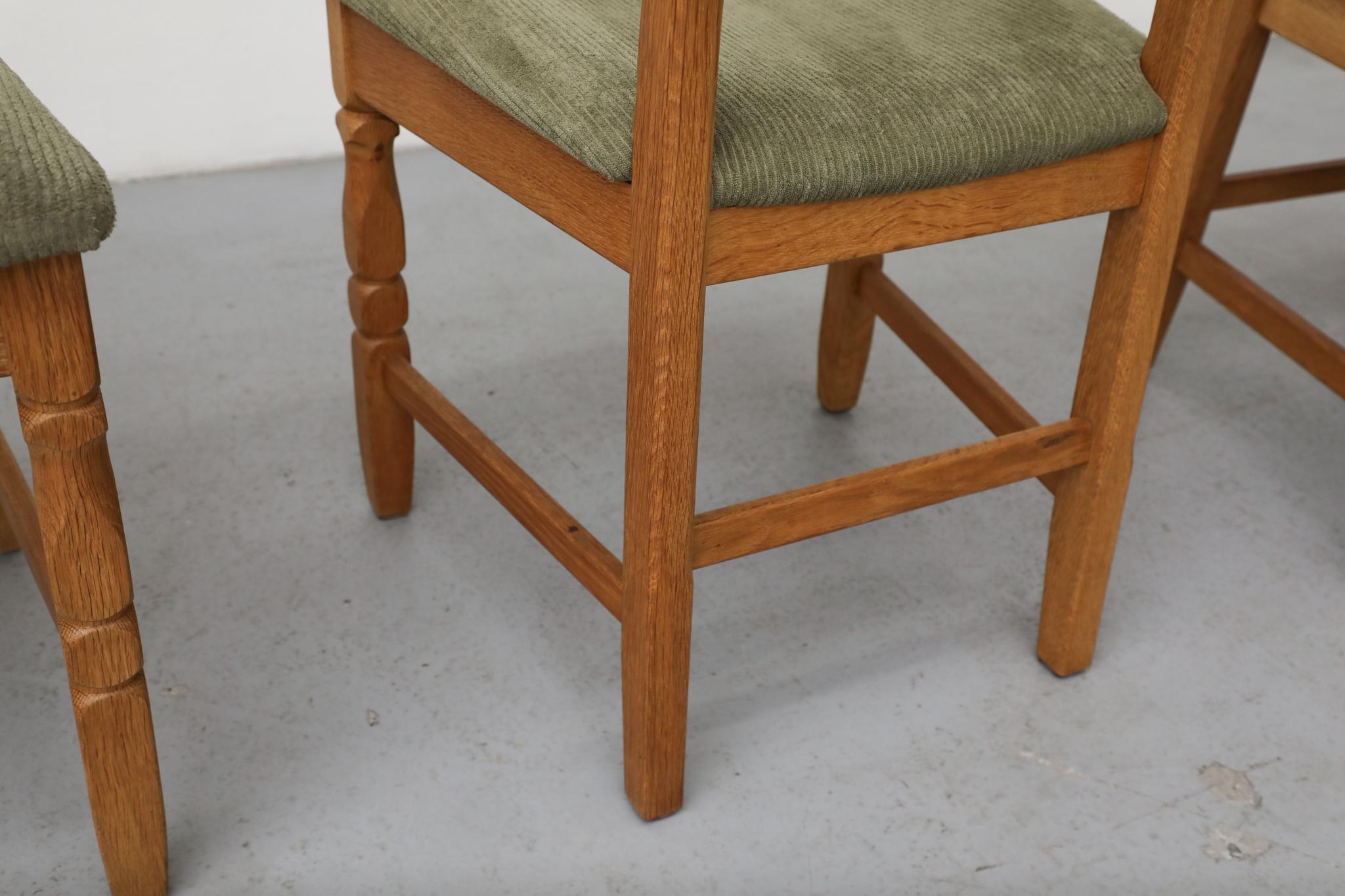 Set of 4 Brutalist Oak Decorative Back Dining Chairs by Henning Kjaernulf For Sale 6