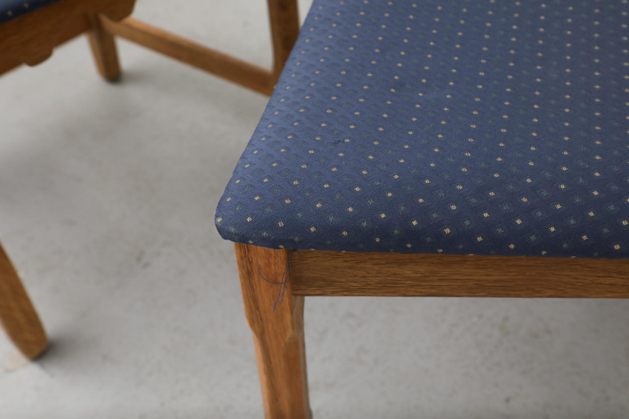 Set of 4 Brutalist Oak Decorative Back Dining Chairs by Henning Kjaernulf For Sale 6