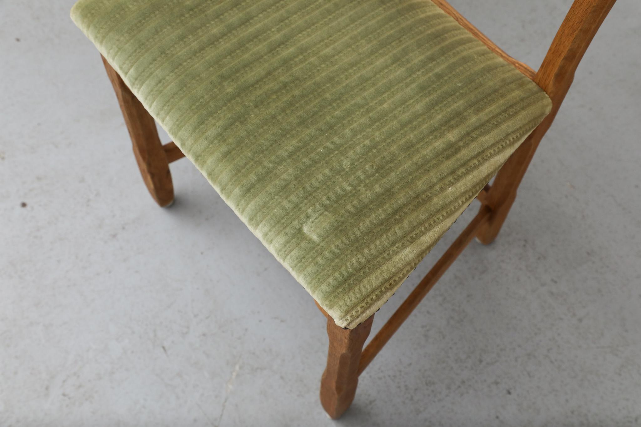 Set of 4 Brutalist Oak Decorative Back Dining Chairs by Henning Kjaernulf For Sale 9