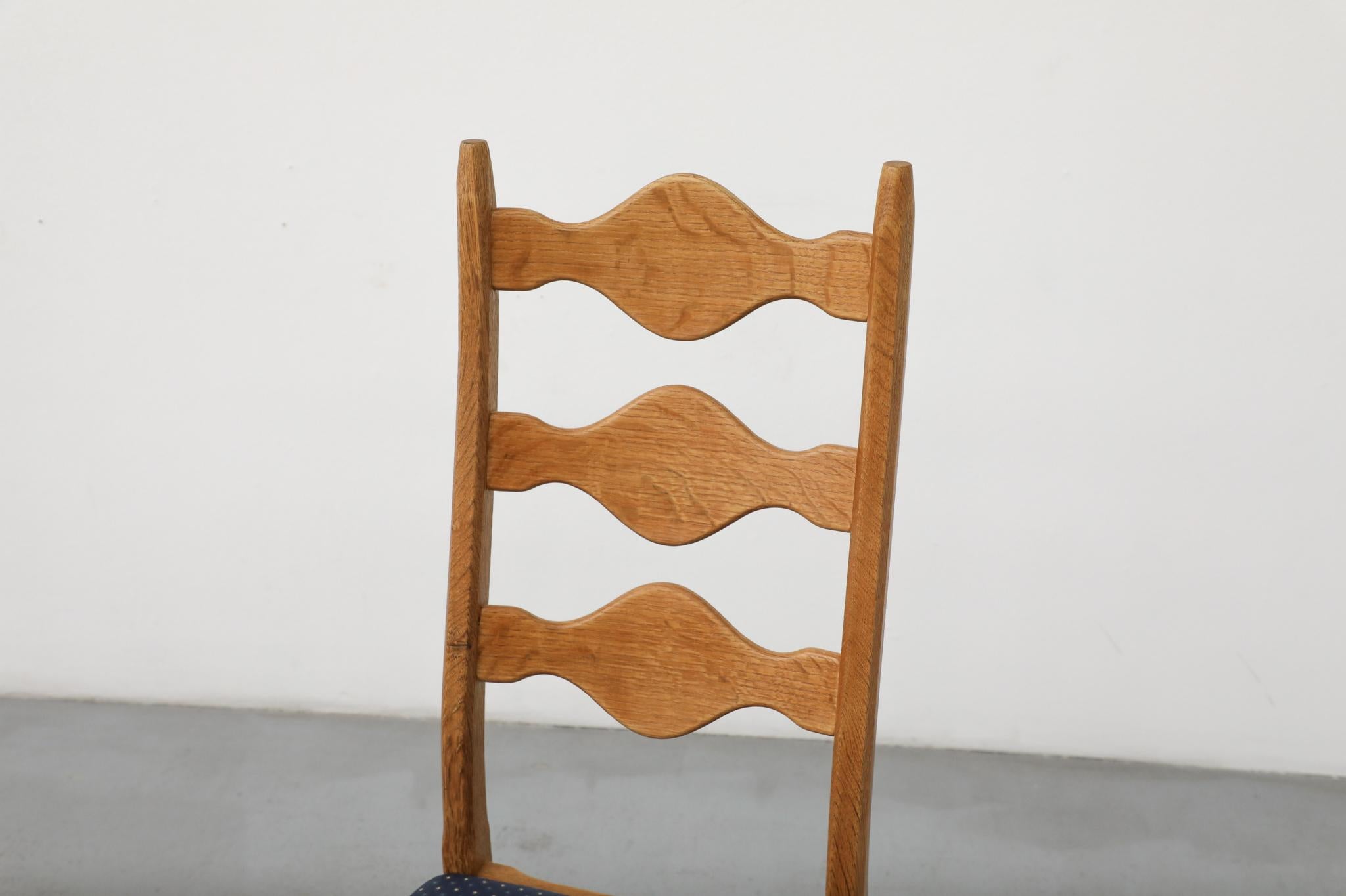 Set of 4 Brutalist Oak Decorative Back Dining Chairs by Henning Kjaernulf For Sale 1
