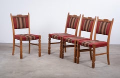 Lot de 4 chaises de salle à manger en chêne de style brutaliste, attribuées à Kjærnulf, Danemark, années 1960