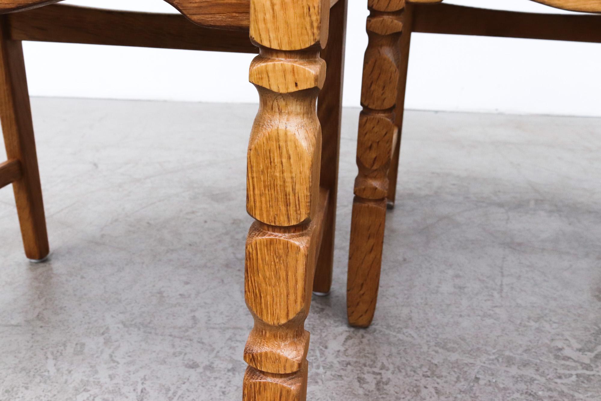 Late 20th Century Set of 4 Brutalist Oak Razor Back Dining Chairs by Henning Kjaernulf