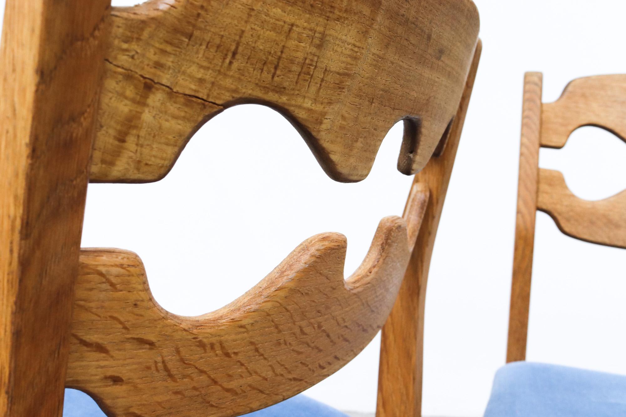Set of 4 Brutalist Oak Razor Back Dining Chairs by Henning Kjaernulf 3