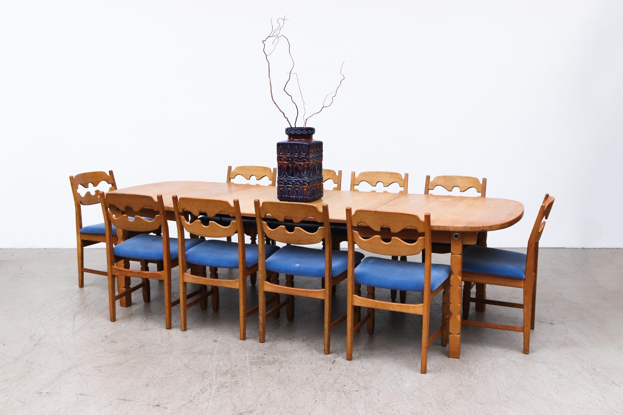 Set of 4 Brutalist Oak Razor Back Dining Chairs by Henning Kjaernulf 5