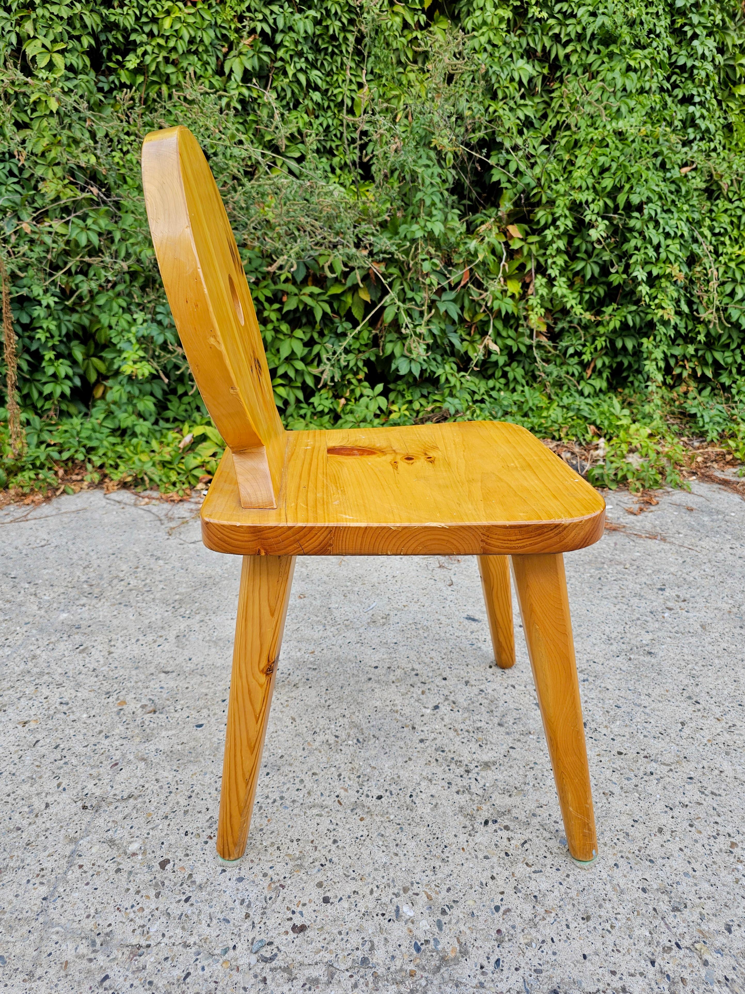 Set of 4 Brutalist Sculptiral Chairs done in pine, attr. to Gilbert Marklund For Sale 4
