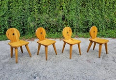 Set of 4 Brutalist Sculptiral Chairs done in pine, attr. to Gilbert Marklund