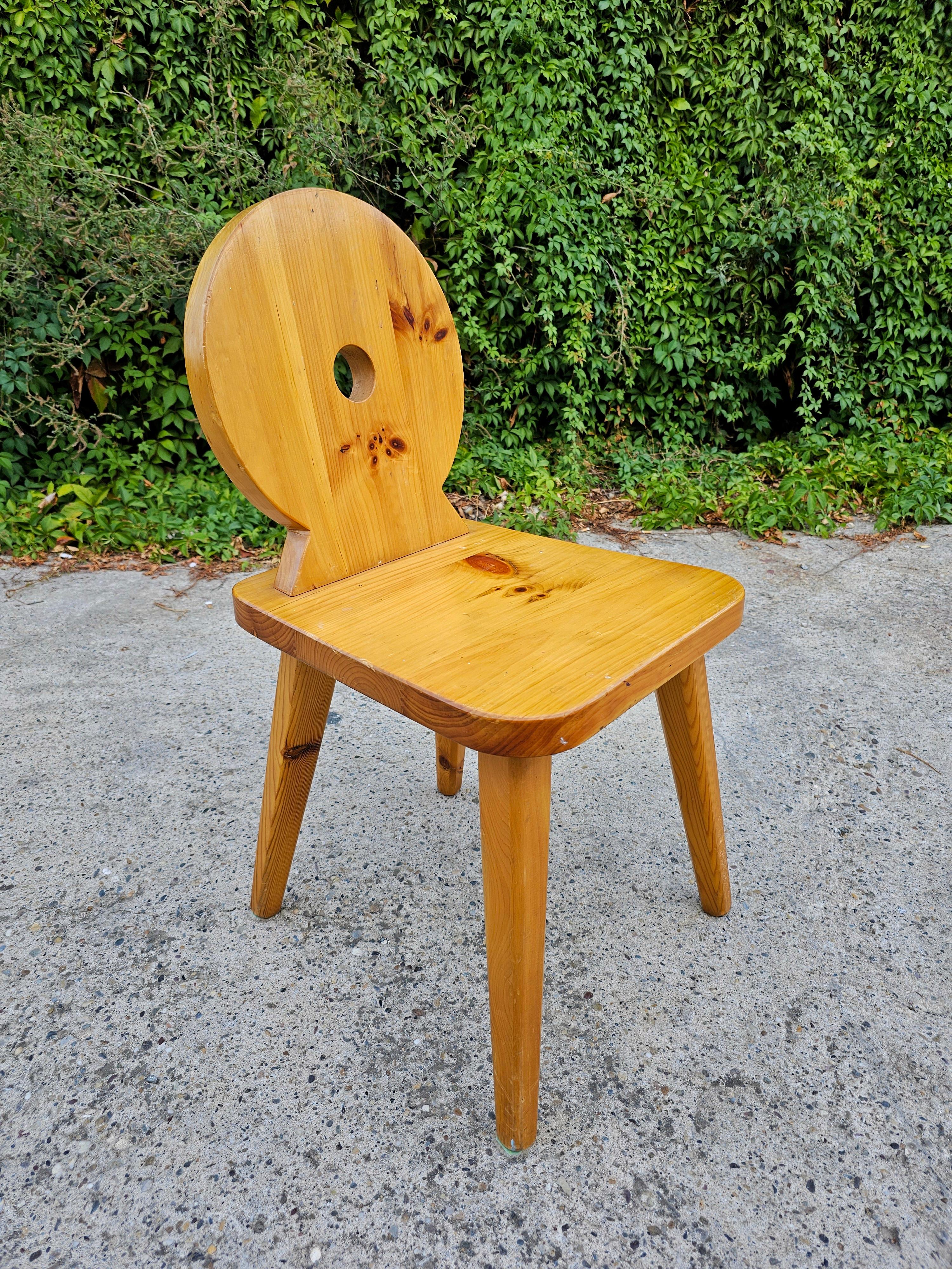 Late 20th Century Set of 4 Brutalist Sculptiral Chairs done in pine, attr. to Gilbert Marklund For Sale