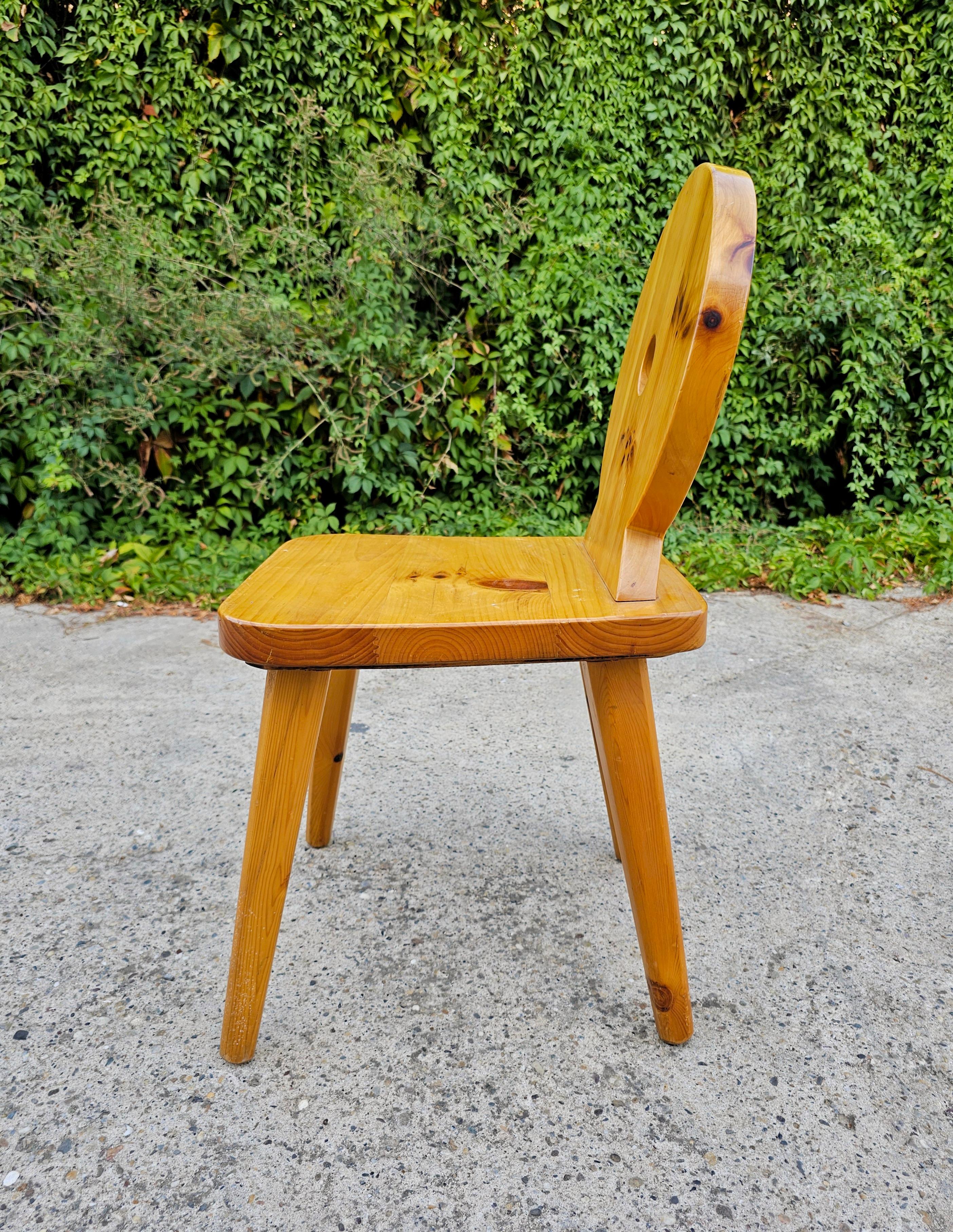 Set of 4 Brutalist Sculptiral Chairs done in pine, attr. to Gilbert Marklund For Sale 3