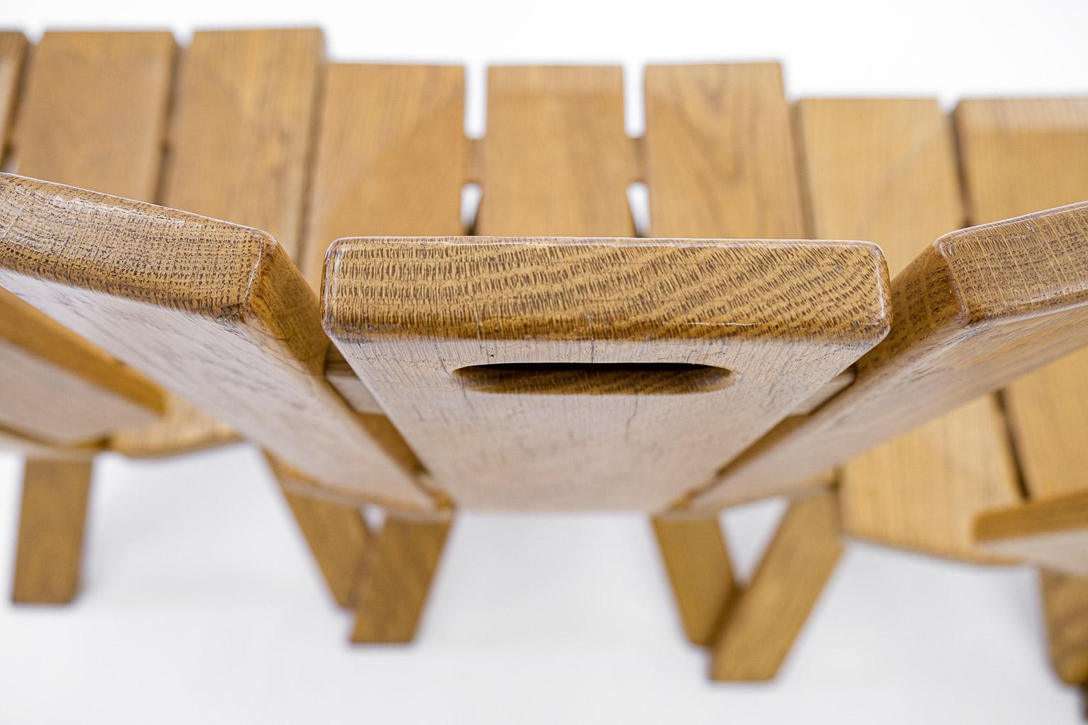 Set of 4 brutalist, sculptural Ebénisterie Seltz dining chairs, France, 1970s For Sale 9