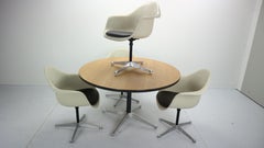 Set of 4 Bucket Swivel Chairs & Dinning Table by Charles Eames for Herman Miller