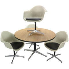 Set of 4 Bucket Swivel Chairs & Dinning Table by Charles Eames for Herman Miller