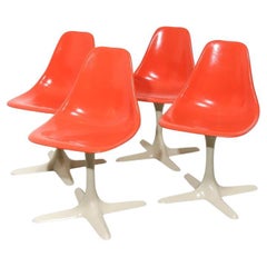 Set of 4 Burke Fiberglass 'Tulip' Chairs