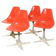 Retro Set of 4 Burke Fiberglass 'Tulip' Chairs