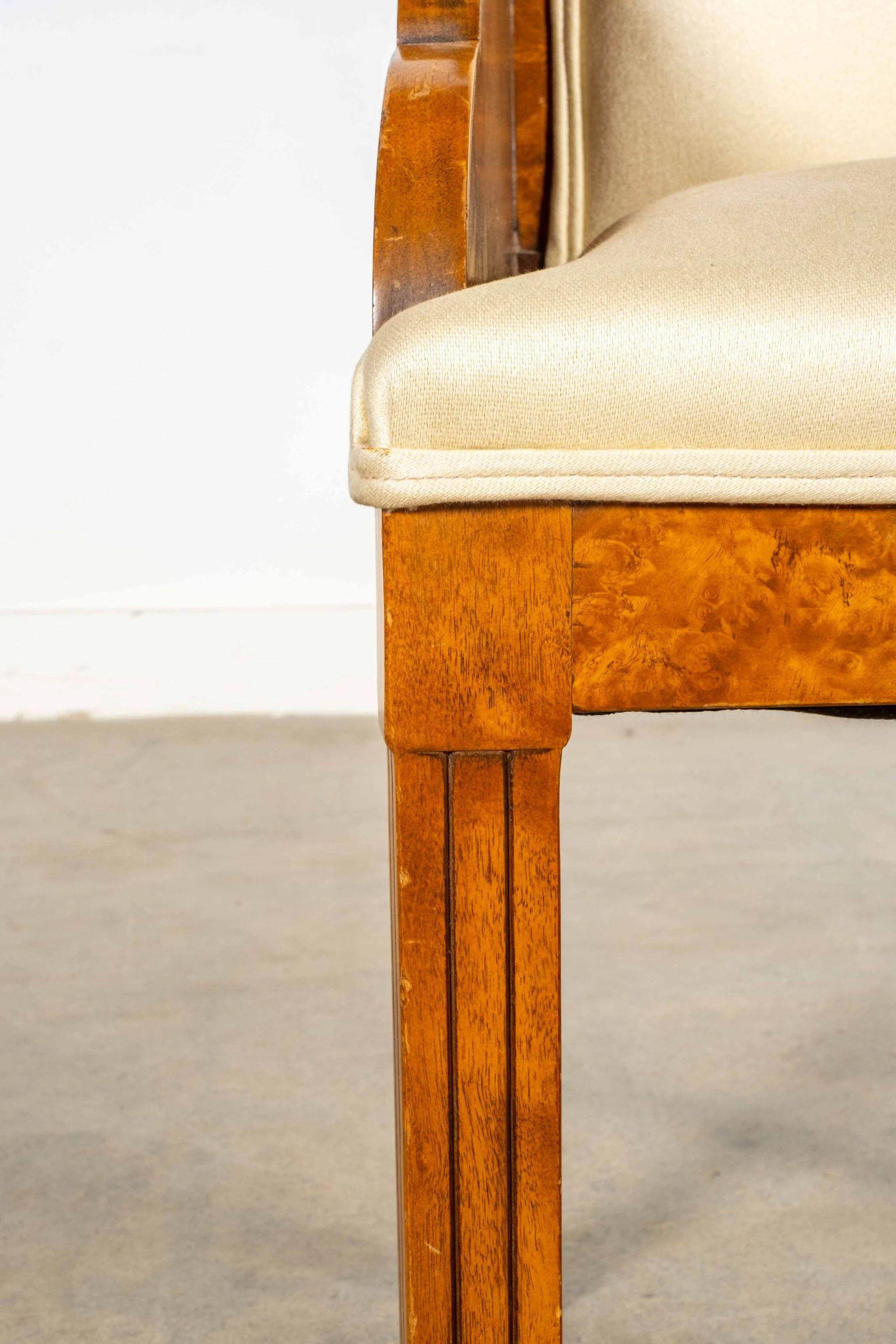 Set Of 4 Burl Wood Chairs With Scalloped Edge 4