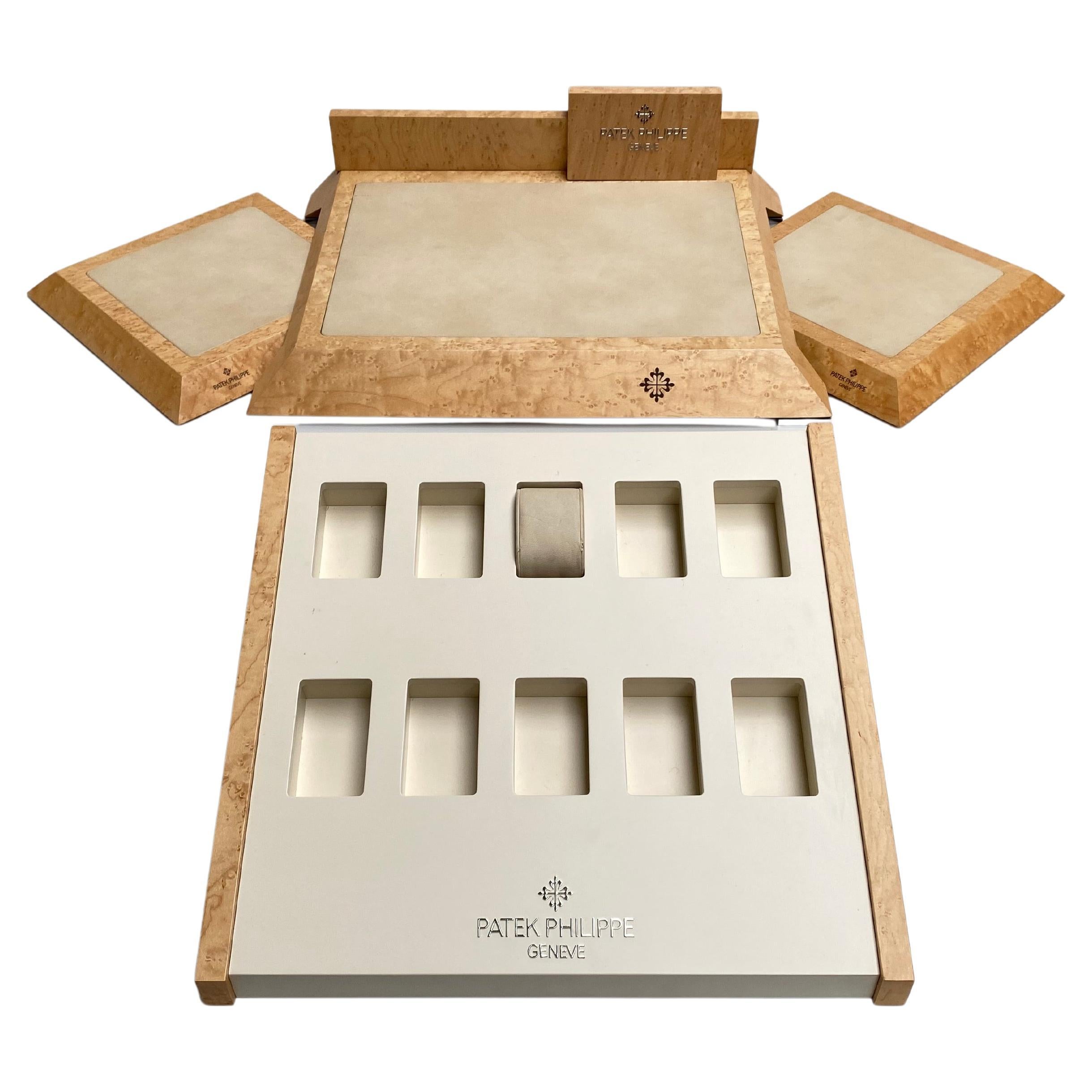 Set of 4 Burlwood and Leather Patek Philippe Luxury Watch Shop Displays ...