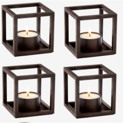 Set of 4 Burnished Copper Kubus T Candle Holders by Lassen