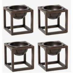 Set of 4 Burnished Copper Mini Kubus Bowls by Lassen