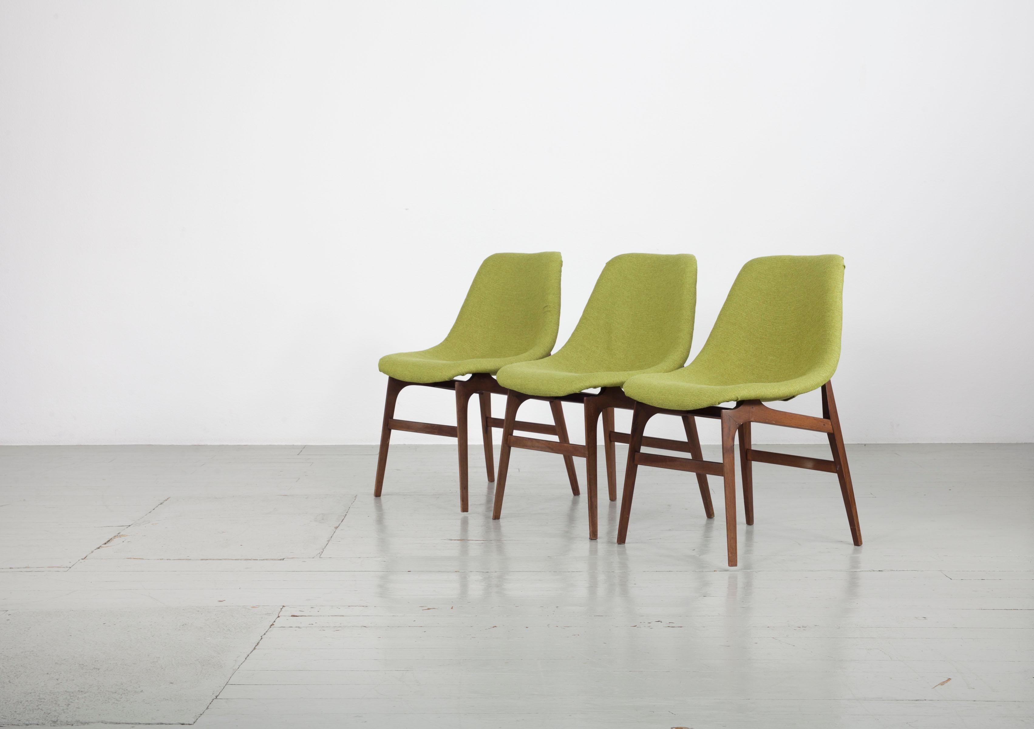 Fabric Set of 4 Busnelli Meda Teak Chairs, Italy 1960s For Sale