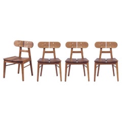 Set of 4 Handcrafted Butterfly dining chairs in Solid Oak, Stained, Contemporary