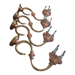 Set of 4 c1930's Art Deco Era Signed E.F. Caldwell Copper & Brass Wall Sconces