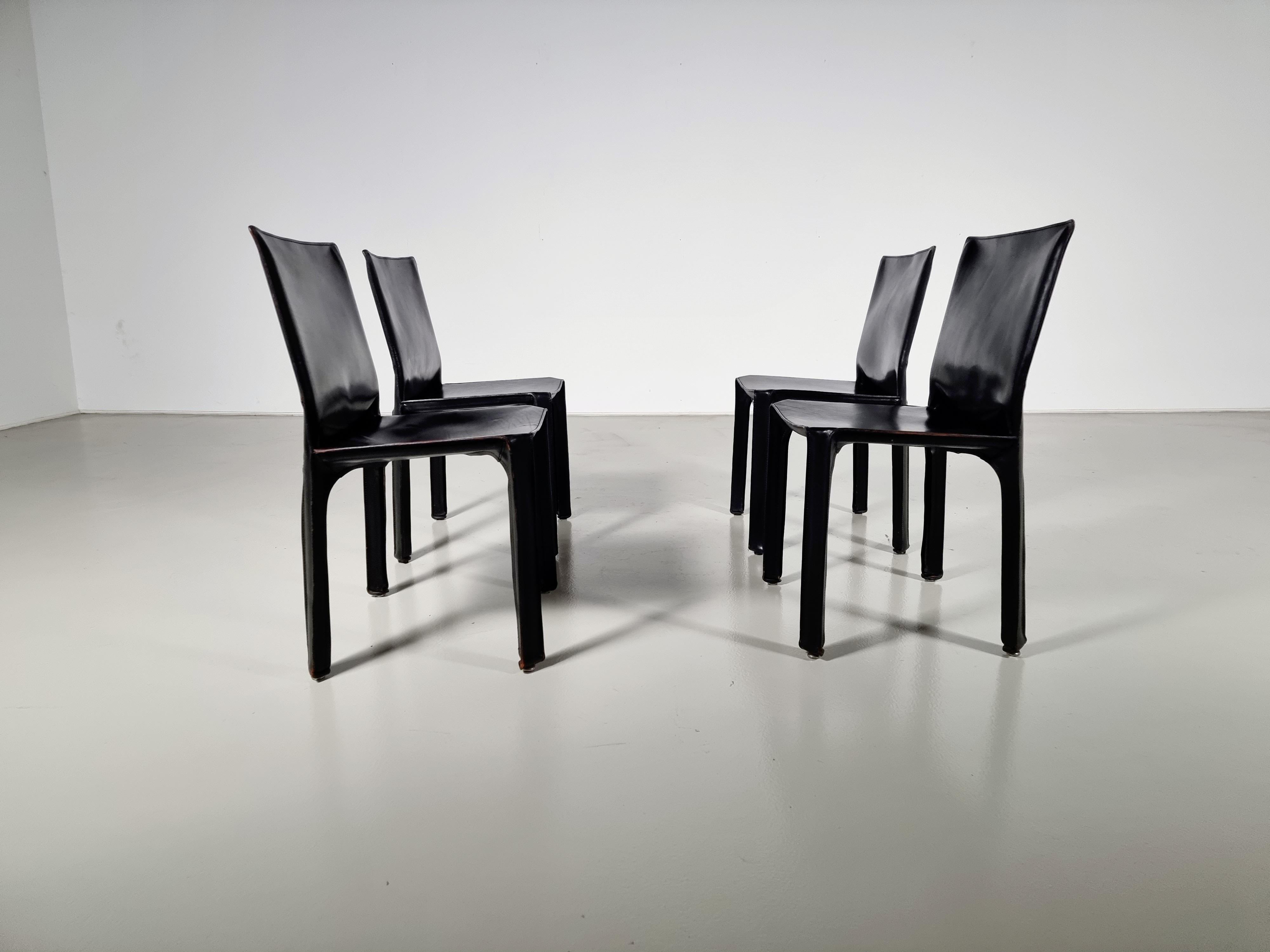 Italian Set of 4 CAB 412 Chairs by Mario Bellini for Cassina, 1980