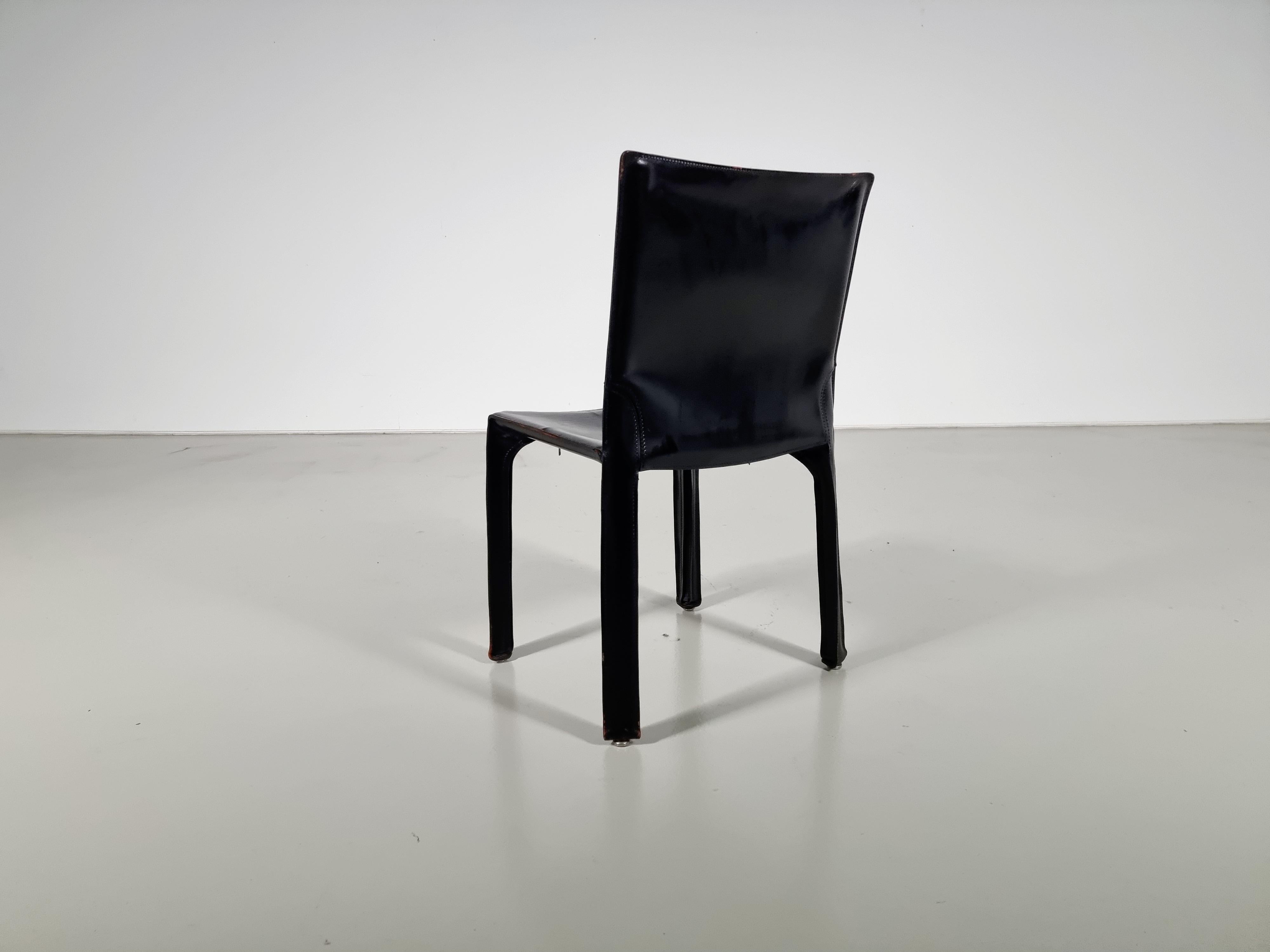 Set of 4 CAB 412 Chairs by Mario Bellini for Cassina, 1980 In Good Condition In amstelveen, NL