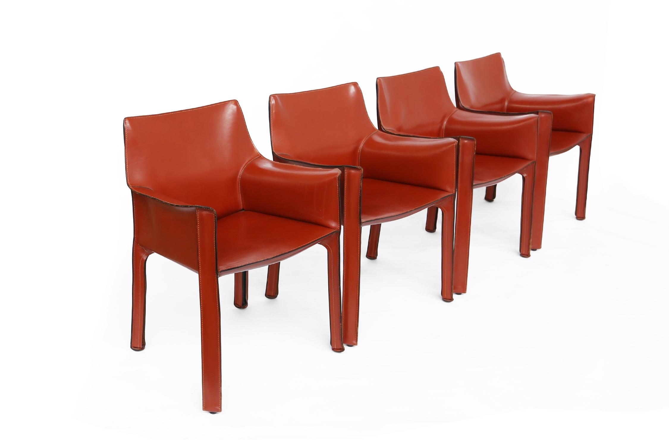 Italian Set of 4 Cab 413 Armchairs by Mario Bellini for Cassina For Sale