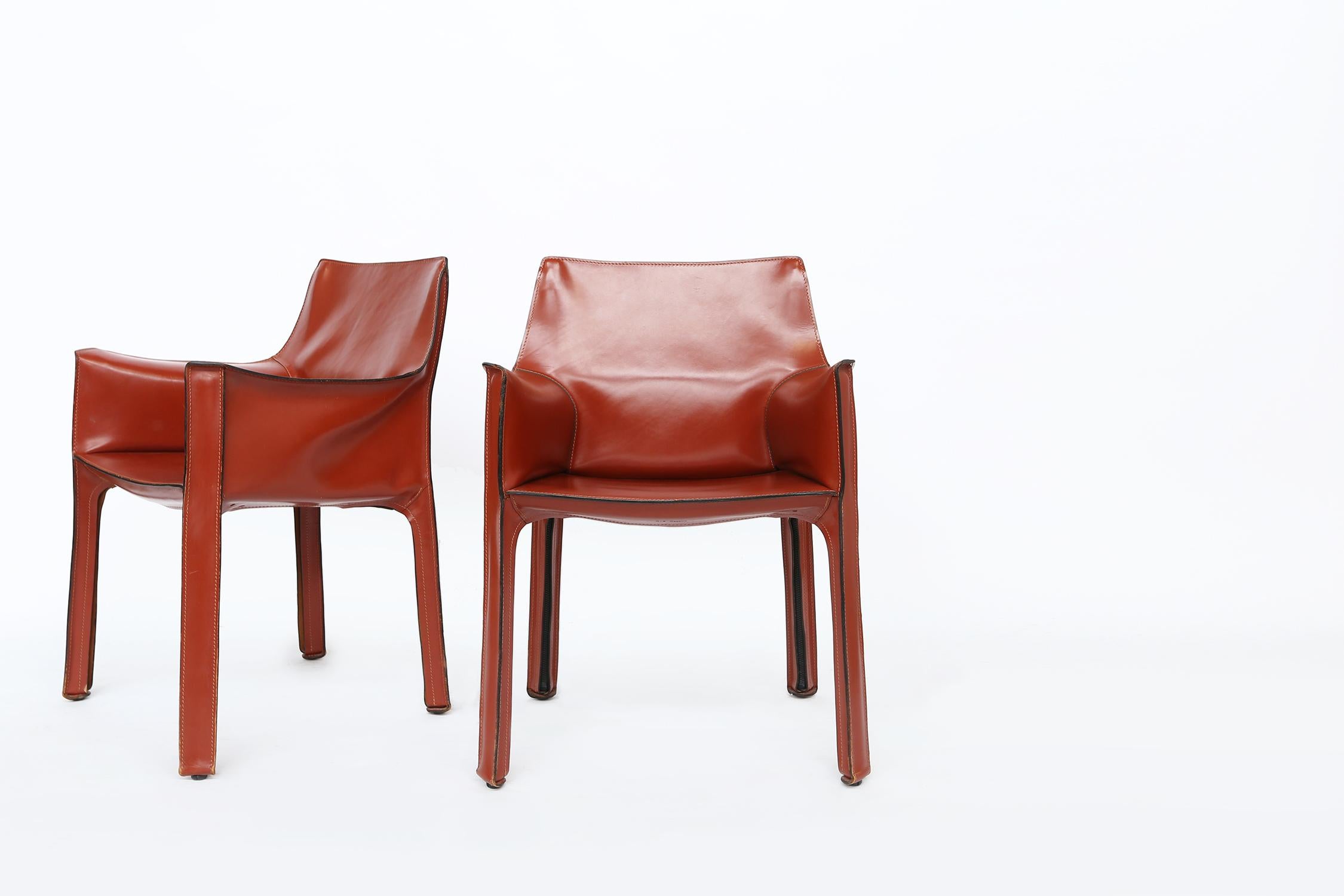 Late 20th Century Set of 4 Cab 413 Armchairs by Mario Bellini for Cassina For Sale