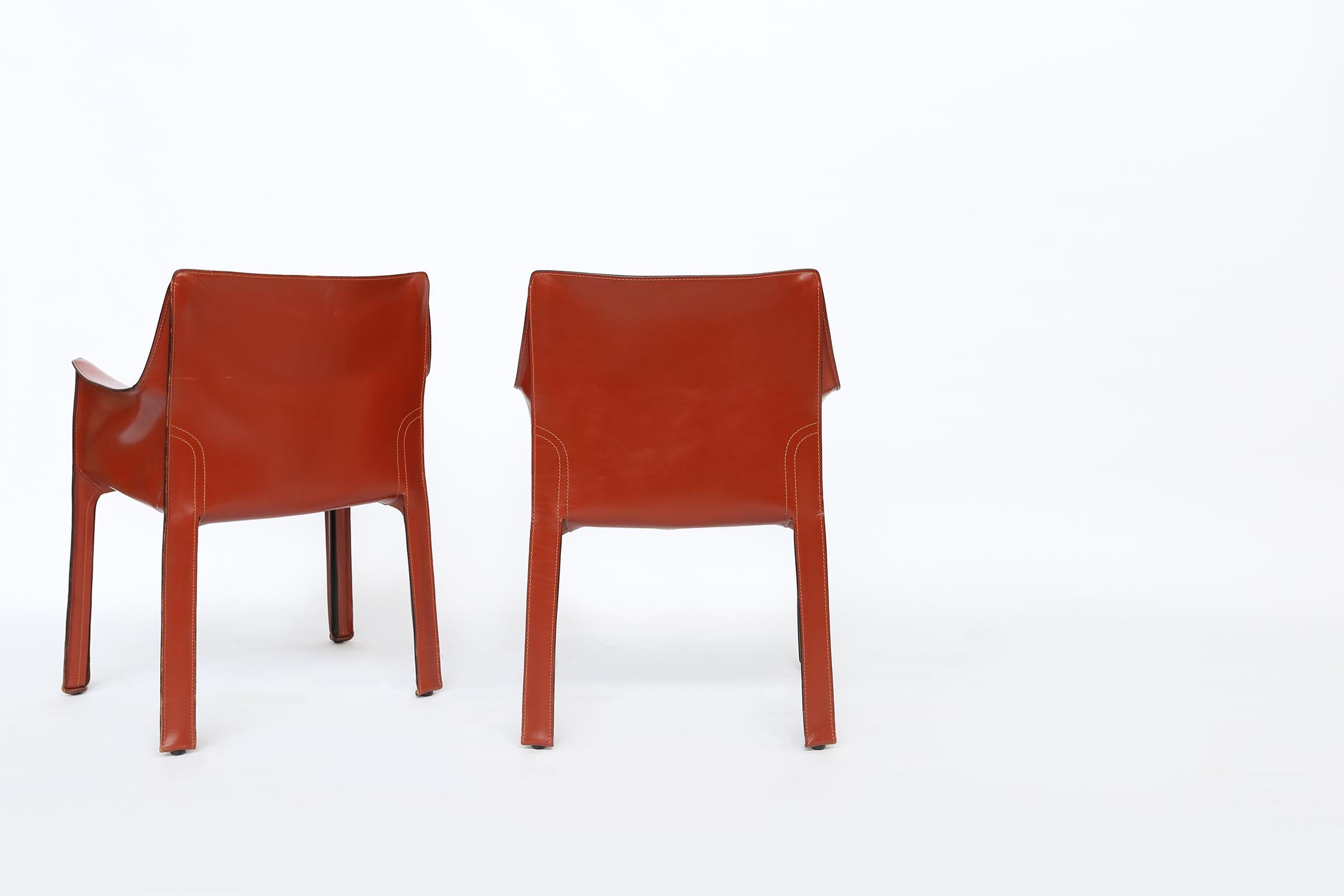Metal Set of 4 Cab 413 Armchairs by Mario Bellini for Cassina For Sale