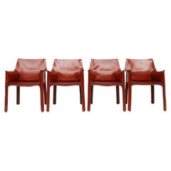 Vintage Set of 4 Cab 413 Armchairs by Mario Bellini for Cassina