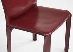 Set of 4 CAB burgundy leather chairs by Mario Bellini for Cassina, Italy