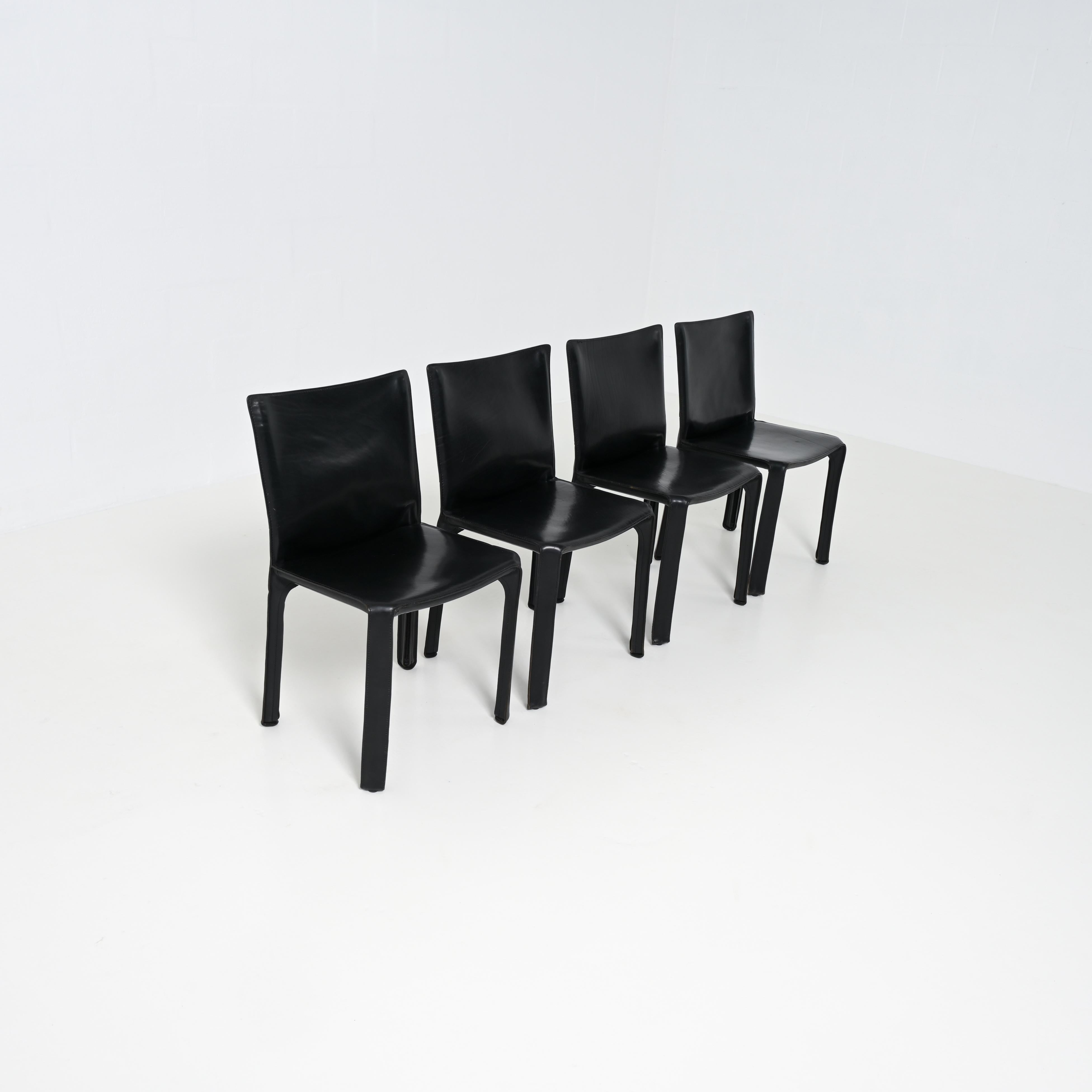 Italian Set of 4 CAB Chairs by Mario Bellini for Cassina For Sale
