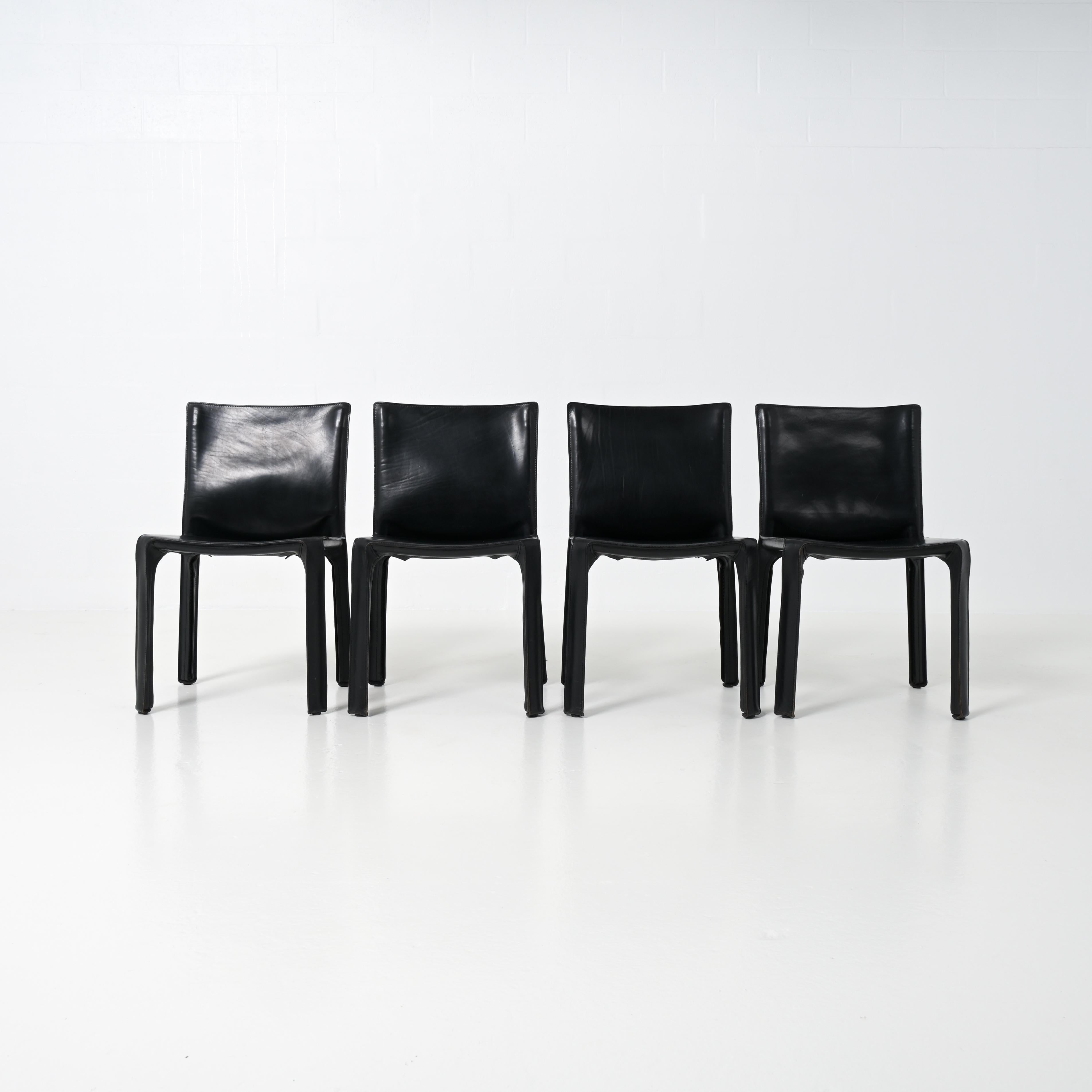Italian Set of 4 CAB Chairs by Mario Bellini for Cassina For Sale