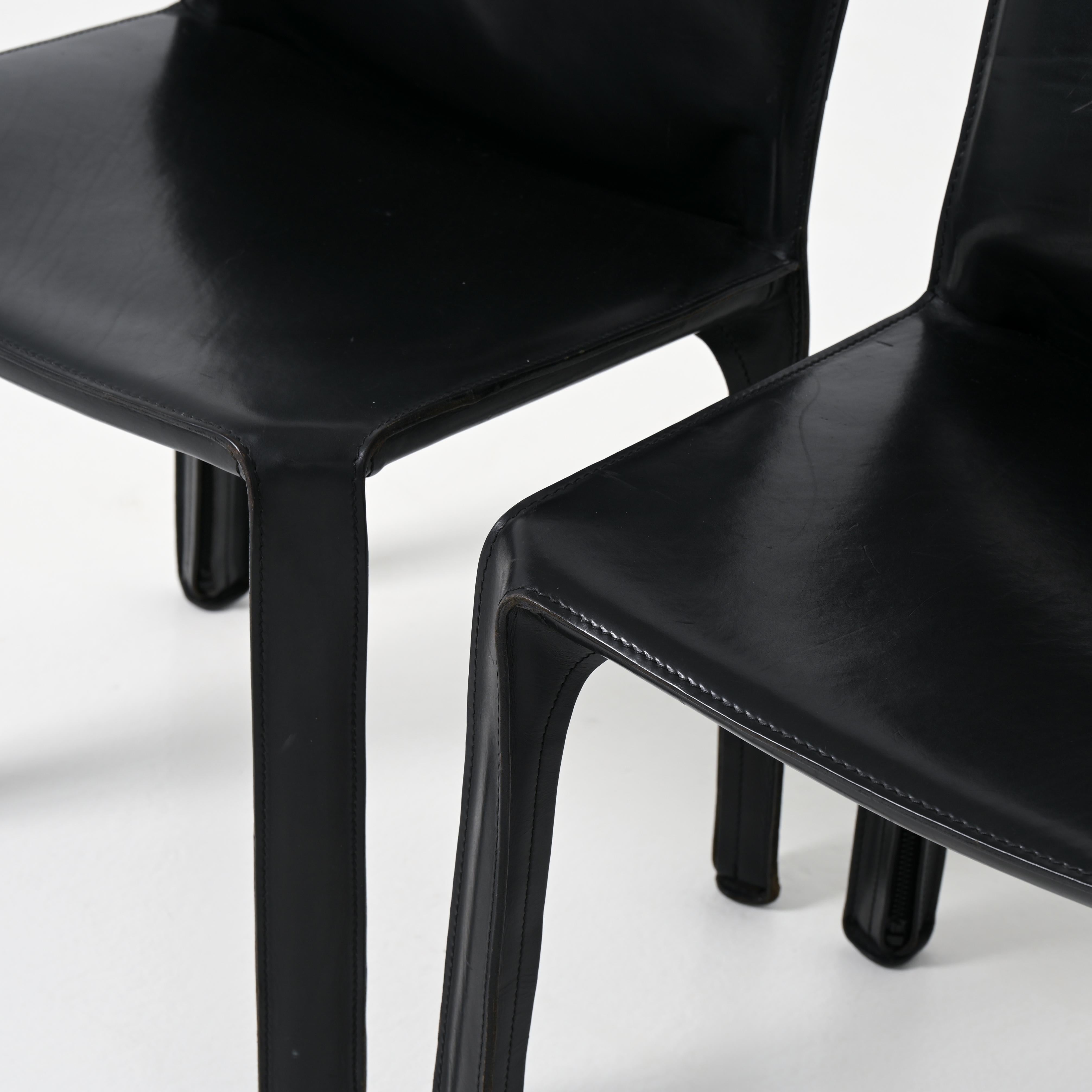 Late 20th Century Set of 4 CAB Chairs by Mario Bellini for Cassina For Sale